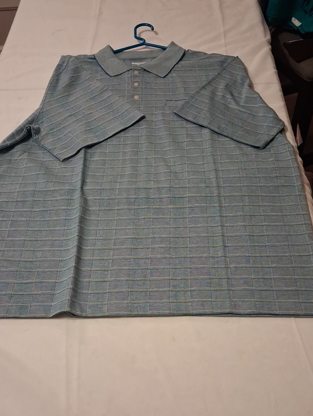 Men's Light Blue Striped Polo Shirt - Classic Short Sleeve 2X BIG